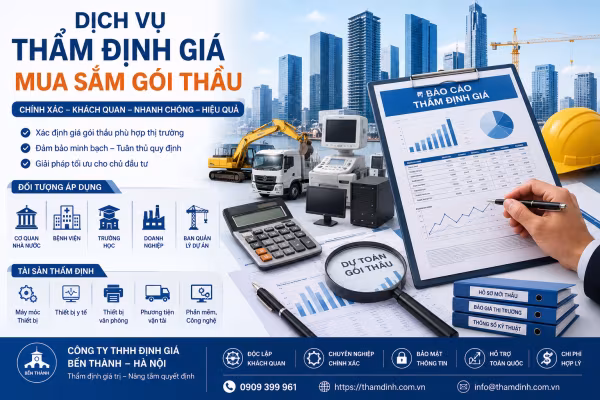 Dịch Vụ Thẩm Định Giá Mua Sắm Gói Thầu Uy Tín, Chuyên Nghiệp – Công Ty TNHH Định Giá Bến Thành – Hà Nội