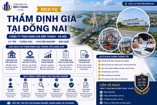 Dịch vụ thẩm định giá tại Đồng Nai uy tín – Công ty TNHH Định giá Bến Thành – Hà Nội