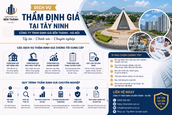 Dịch vụ thẩm định giá tại Tây Ninh của Công ty TNHH Định giá Bến Thành – Hà Nội