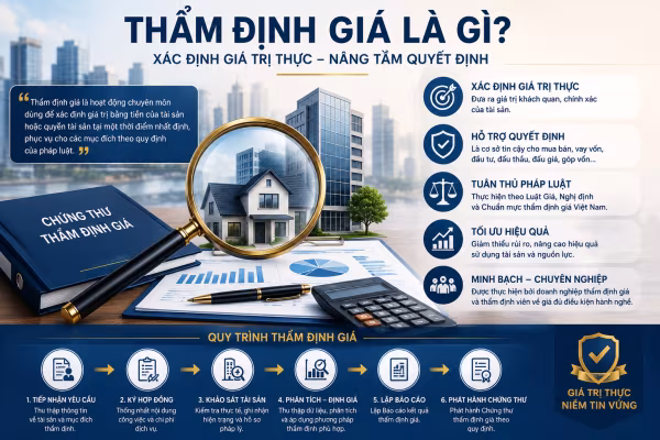 Thẩm định giá là gì? Khái niệm, vai trò, nguyên tắc và quy trình mới nhất 2026