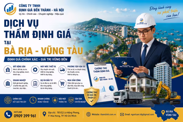 Dịch Vụ Thẩm Định Giá Tại Bà Rịa – Vũng Tàu Uy Tín, Chuyên Nghiệp, Giá Trị Pháp Lý