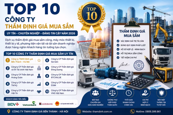 Top 10 Công Ty Thẩm Định Giá Mua Sắm Uy Tín Tại Việt Nam Năm 2026