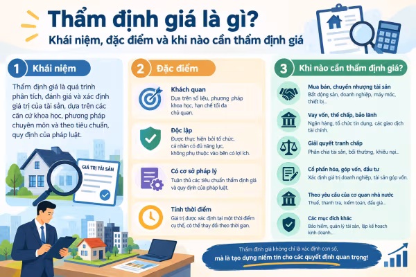 Thẩm định giá là gì? Khái niệm, đặc điểm, các trường hợp cần thẩm định giá tài sản